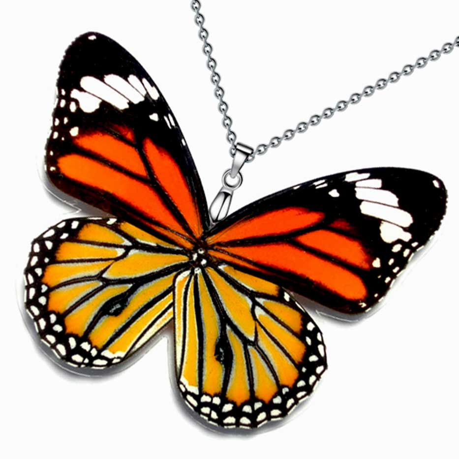 Farfalla tigre comune Danaus genutia con ali arancioni con motivi neri e bianchi, simbolo di resilienza e forza